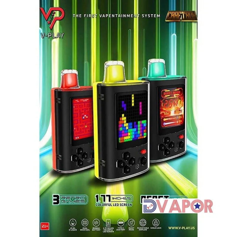 CLEARANCE (NON REFUNDABLE) Craftbox V-Play 20K Disposable Vape with Built in Gaming System 25Ml