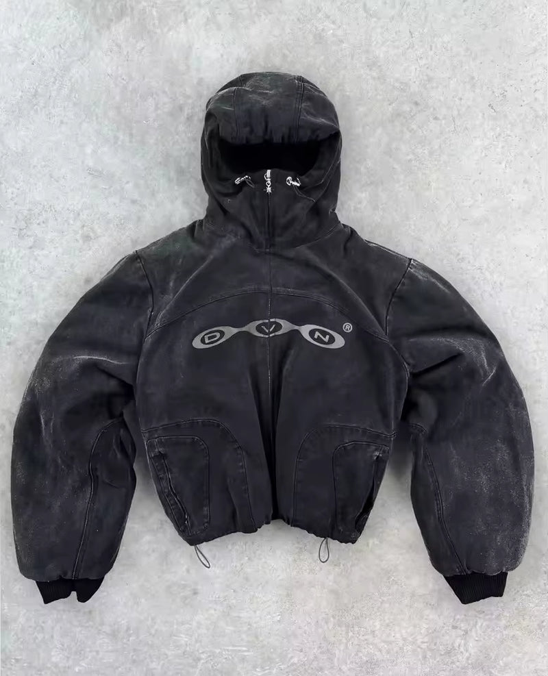 Harajuku Jackets Y2K Zipper Hoodie Mens Divin Vintage Washed Jacket Rock Hip Hop Embroidery Oversized Sweatshirt Jacket Coats