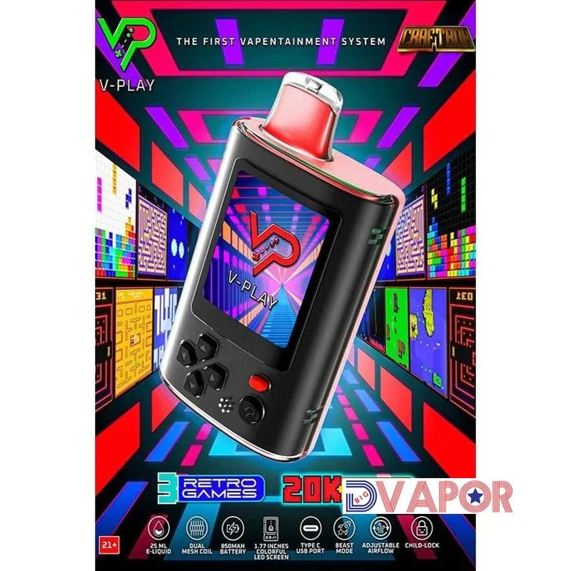 CLEARANCE (NON REFUNDABLE) Craftbox V-Play 20K Disposable Vape with Built in Gaming System 25Ml