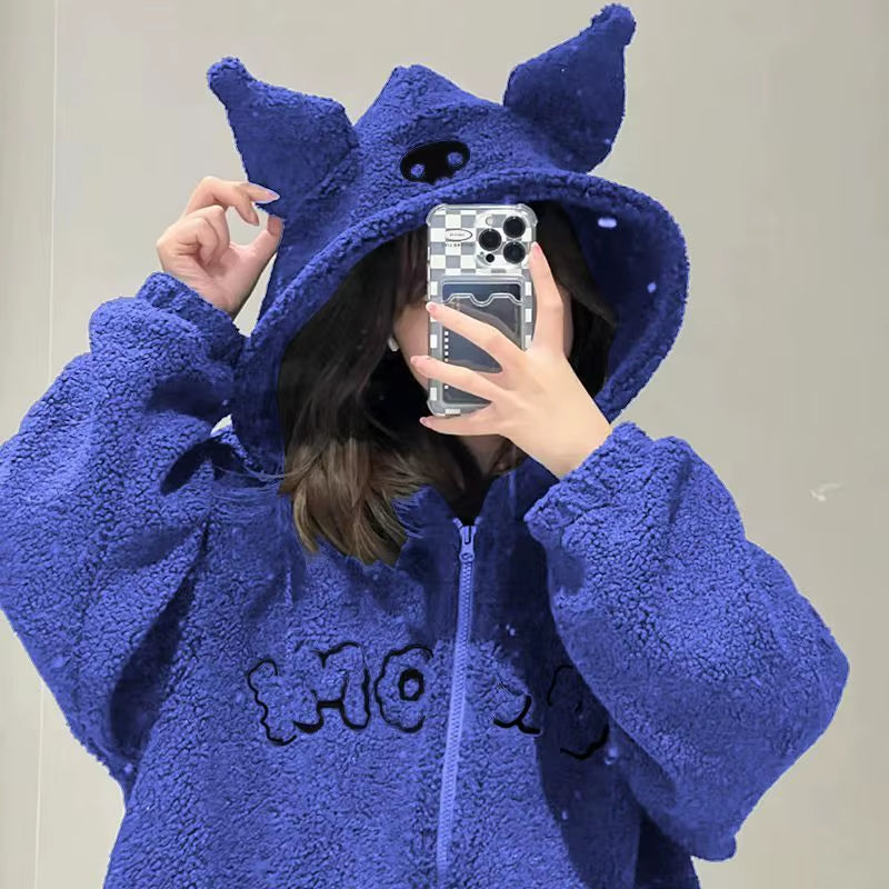 Sanrio Kuromi Hoodies Cartoon Black Embroidery Thin Coat Women Y2K Aesthetic Tops Autumn Female Fashion Loose Sweatshirt Clothes